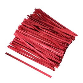 BESTOYARD Wrapping Tie, Wire Tie, Vinyl Tie, Metallic, Solid, Candy, For Presents, Bundling, Packaging, Packaging, 3.9 inches (10 cm), Set of 800 (Red)
