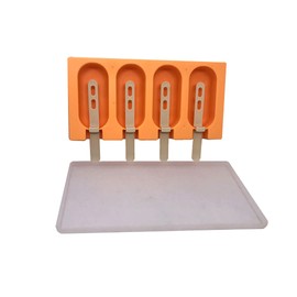 Aleissi | Molde Rigído Para Paleta de Hielo, Incluye Tapa y Palitos, Figuras de Cactus y Sandia, Antifugas, Excelente Calidad (Paleta Naranja)
