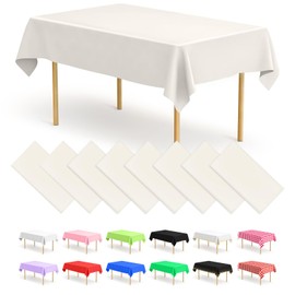 BOUBONI 4/8 tovaglie lunghe usa e getta bianche, 274 x 137 cm, in plastica, adatte per catering, matrimoni, all'aperto, feste di laurea, eventi a tema (8, avorio)