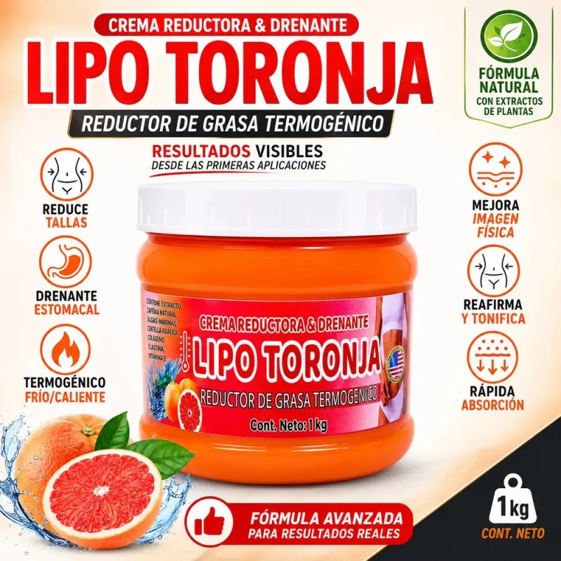 Crema Reductora Toronja Lipopanza Termogenetica 1 Kg Relingo Toronja