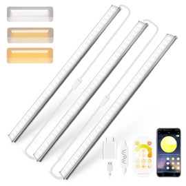 Daymeet Under Cabinet Lights, Super Bright Led Under Cabinet Lighting 3 Color Temperatures Dimmable 12 Inch Ultra Thin Cabinet Lights with Remote App Control, Led Light for Kitchen Closet (3 Pcs)