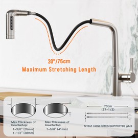 Danpoo Brushed Nickel Kitchen Faucet with Pull Down Sprayer – 5 Spray Modes (Stream/Spray/Mist) – 360° Swivel Spout – High Arc Single Handle Kitchen Faucet