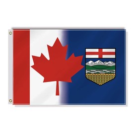 Alberta Canada Combo Small Flag,12×18 Inch Two Layer Fabric Small Banner,1×1.5 FT Albertan Canadian Nautical Decor,Mini Digital Printed 150D Polyester Banner With Brass Grommet