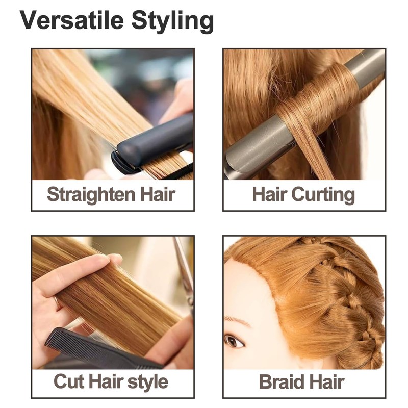 VEELTRAS Training Head Human Hair Mannequin Head Styling Head Professional