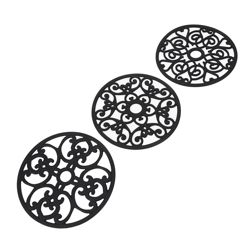 3pcs Modern Kitchen Trivets Waterproof Hollow Carved High Temperature Resistance