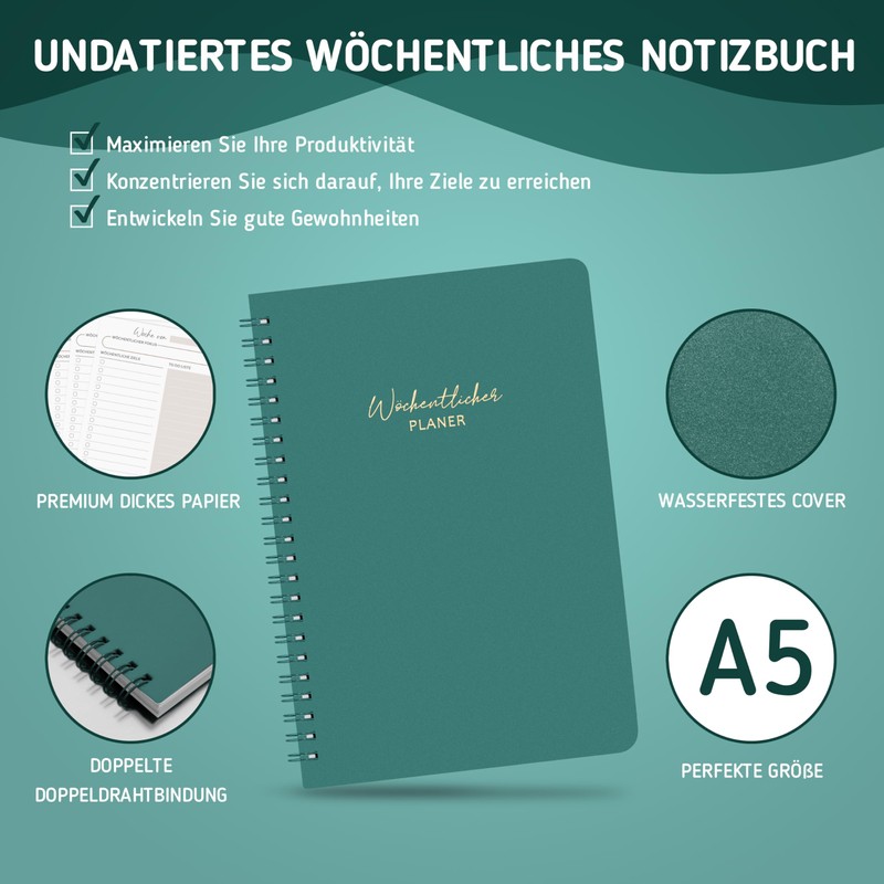 BIROYAL Undated Weekly Planner A5 Weekly Diary with To-Do List,