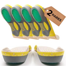 2 Paar Gel-Einlegesohlen für Herren und Damen, professionell entworfen, lindert und beugt Fuß-, Knie- und Rückenschmerzen vor, speziell für Plantarfasziitis (2 Paar, Größe L (41-46))