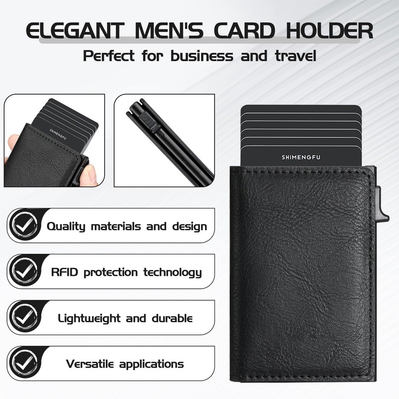 Men's Slim Card Case with RFID Protection, Practical Wallet for