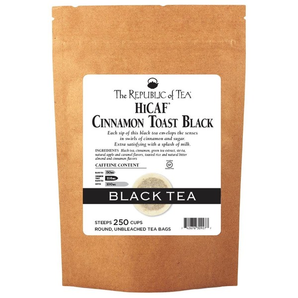 The Republic Of Tea HiCAF Cinnamon Toast Black Tea, 250 Tea Bags, Premium Blended High-Caffeine Black Tea