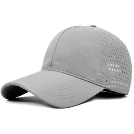 Taidor Quick Dry Baseball Cap Curved Brim Hat Laser Cut Mesh-Back Cap Light Gray XL