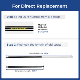ARANA ML24-60 Gas Struts 36 inch 60lbs Lift Support, 36" Gas Springs Shocks for Tonneau Cover Truck Bed Cover Trailer Lid Camper Shell Trap Door Custom Window, Set of 2