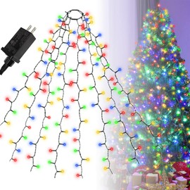 Christmas Tree Lights Indoor Outdoor, 280 LED Christmas Light Strings 6.6FT x 8 Lines with 8 Modes & 6 Hours ON Timer, Twinkle Mini Lights Plug in for 6FT- 8FT Xmas Tree Home Decoration (Multi Color)