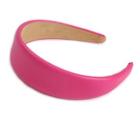 Fuchsia Wide Chunky PU Leather, Faux Leather Hair Band/HeadBand/Alice Band