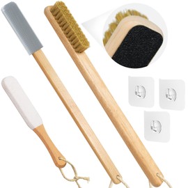 ELFRhino Long Handle Toe Gap Cleaning Brush+Body Shower Brush+Foot Grinder, Silicone Foot Scrubber for Shower, Feet Cleaner Scrub Foot Care for Seniors,Elderly, Men and Women,Grey