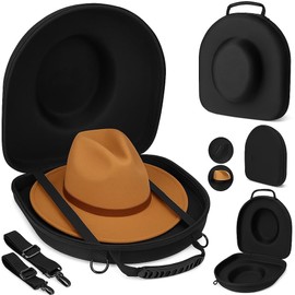Chichiro Hat Travel Case - Cowboy hat Box, Includes Clips & Plastic Cover, Ideal for Travel & at-Home Storage (Black)