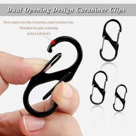 30-Pcs Black Stainless Steel S Shaped Carabiner Clips, Anti Theft Zipper Locking ClipsDeterrent Spring Keychain Snap Buckle for Camping Travel Outdoor Travel Luggage Suitcase Keeps Zippers Closed