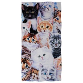 Showudesigns Absorbent Bath Towel for Kids Women Cat Print Bath Towel Cotton Soft Towel for Gym Beach Pool Guests