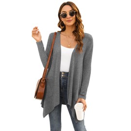 Lightweight Plus Size Cardigans for Women Long Sleeve Light Draped Sweater Cardigan with Pockets Perfect for Work Business Casual 2024,Grey,XL