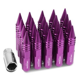 DNA MOTORING LN-ZTL-9030-15-PP 20Pcs Open/Closed End Style M12 x 1.5 20mm OD/107mm Height Wheel Lug Nuts w/Deep Drive Extension, Purple