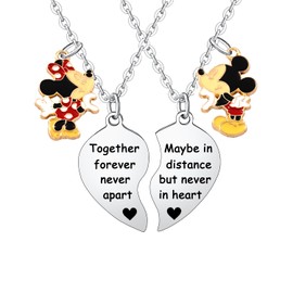 2PCs Best Friend Necklace Cartoon Matching Necklace Friendship Gifts for Women Mouse Jewelry Cute Cartoon Gifts Mouse Pendant Necklace Gifts for Sister Besties Friends Necklace (Together)
