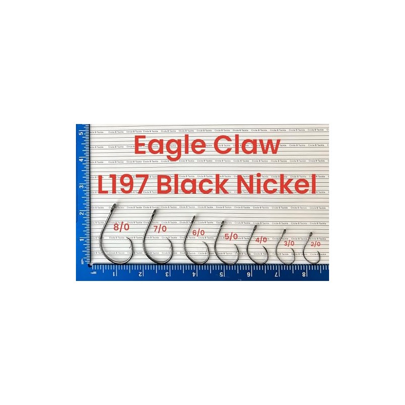Eagle Claw L197 Circle Hook Platinum Black Finish, Offset Circle