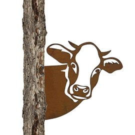 Rust Decoration for Garden, Cow Head Garden Statues, Metal Patina Cow Decoration, 1 Piece, Animal Rusty Cow Figure, Decorative Metal Rusty Animal Silhouette, Patina Cow Head Wall Decoration for