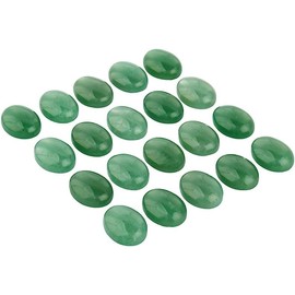 mookaitedecor 10pcs 13x18mm Natural Green Aventurine Oval Cabochons Flat Back Stones Beads for Jewellery Making, Reiki Healing Crystal Cabs Genuine Stone for DIY Cabochon Pendant & Earrings
