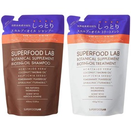 THE SUPERFOOD LAB (スーパーフードラボ) Natural Ingredients 95% Scalp Oil Moisturizing Shampoo Treatment Refill Set, Each 400ml (13.53 fl oz) and 400g (1.08 lbs), Refill Large Capacity Set, Scalp and Head Care