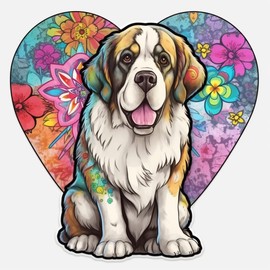 Yoonek Graphics Saint Bernard Dog Vinyl Decal Sticker for Car, Laptop, Tumbler, More. # 004072Color4 (4" x 4")