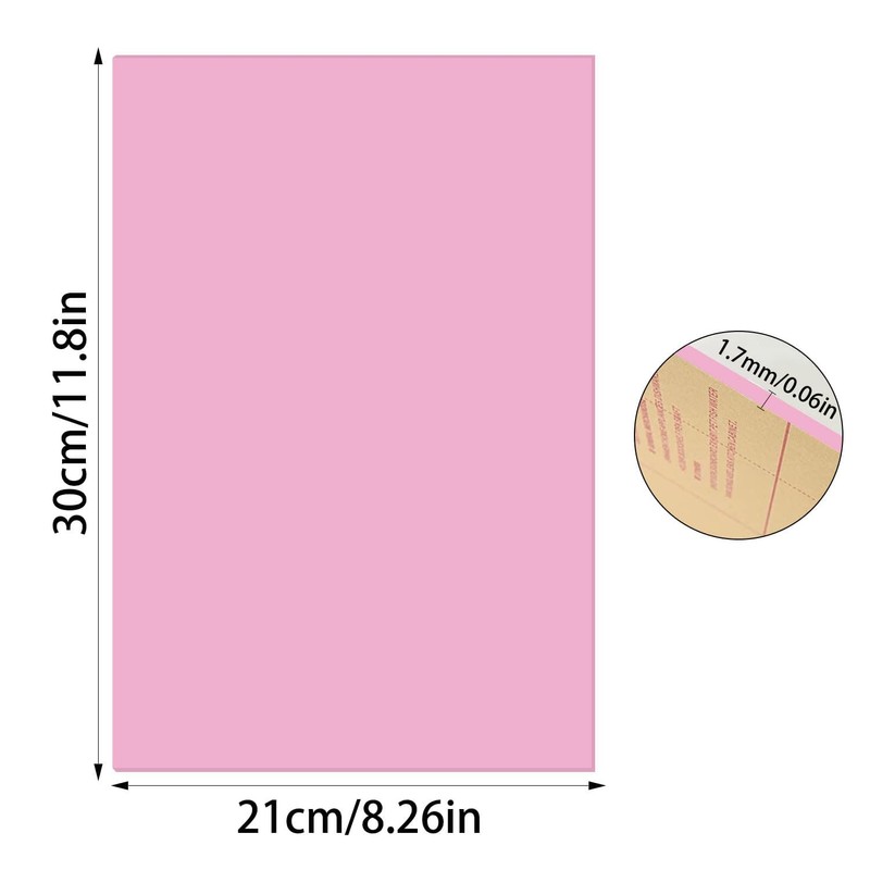 QEEYON 8 x 12 Pink Acrylic Sheet Plexiglass Sheet, 1Pcs