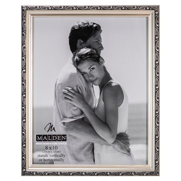 Malden International Designs Fashion Metals Bezel Wooden Picture Frame, 8x10, Silver