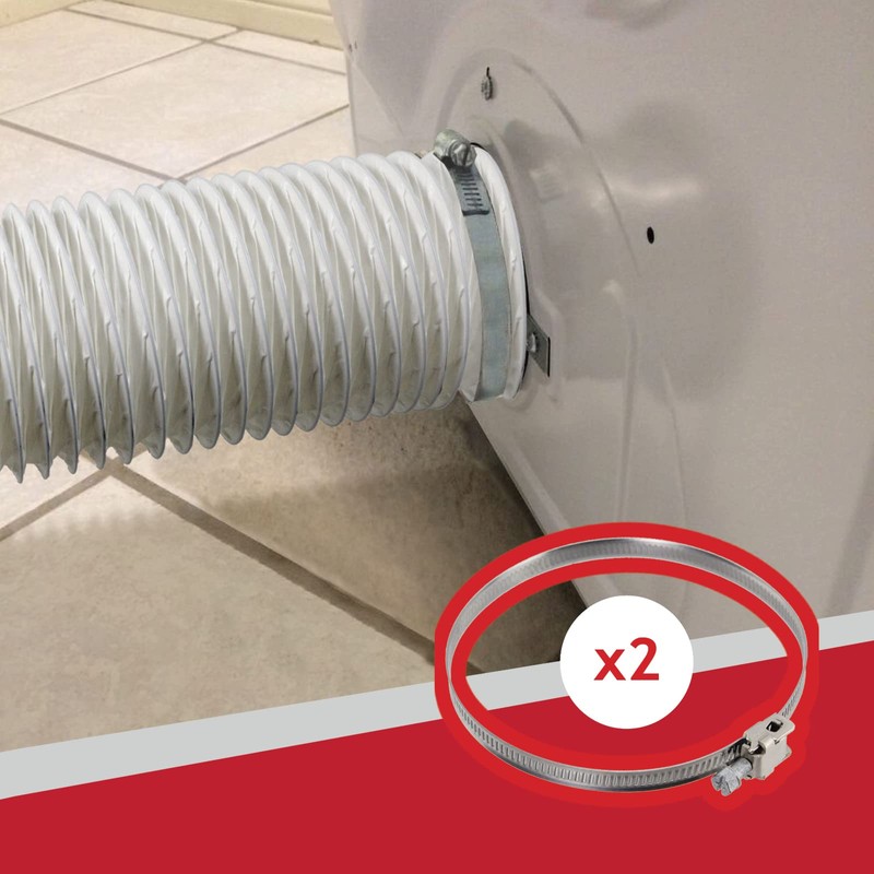 SPARES2GO Extra Long Vent Hose & Screw Clips Kit for