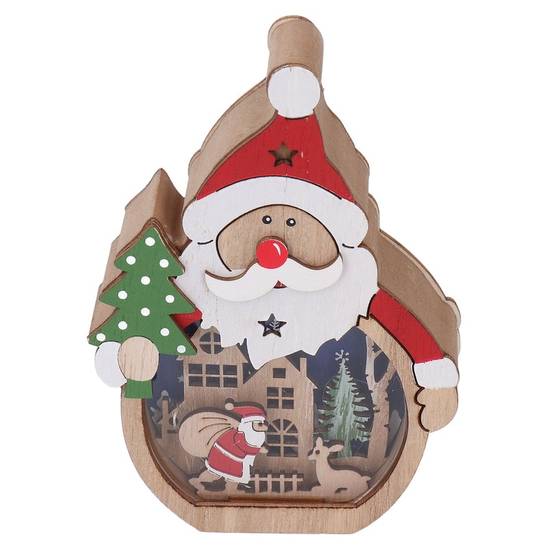 Luminous Christmas Ornament LED Light Emitting Wooden Christmas Decorations Ornaments