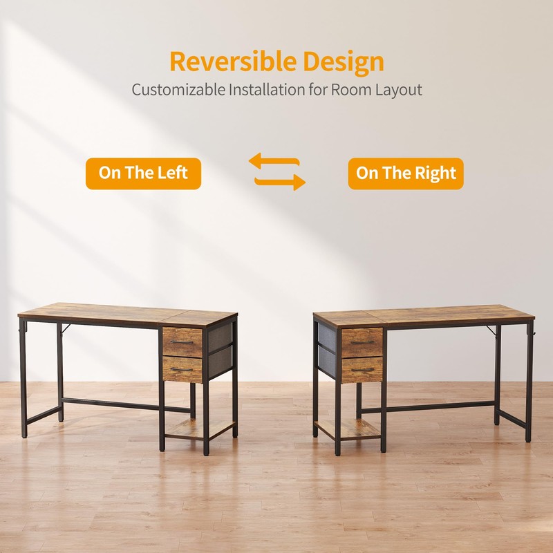 Cubiker Computer Home Office Desk with Drawers, 40 Inch Small