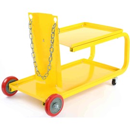 JEGS Welding Cart | Yellow Powder Coated Steel | Includes Safety Chain, Two 5 Inch Caster Wheels, And Two 1 1/2 Inch Swivel Caster Wheels