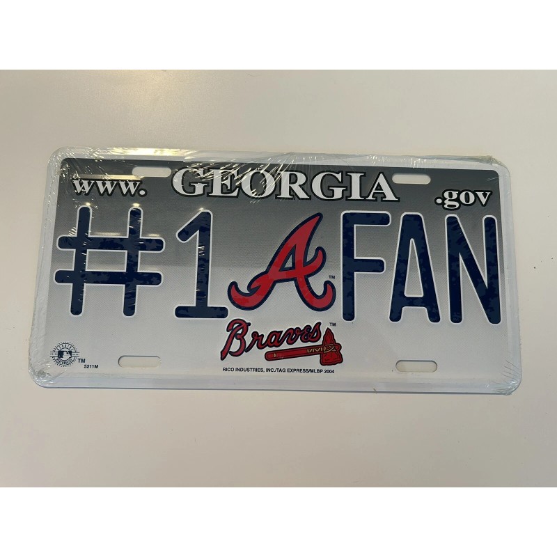 Atlanta Braves #1 Fan Georgia State Metal License Plate Vintage