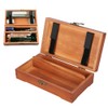 Fdit Wooden Pencil Box, Wooden Box with Hinged Lid, Solid