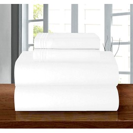 Elegant Comfort Luxury Soft 1500 Premier Egyptian 4-Piece Premium Hotel Quality Wrinkle Resistant Coziest Bedding Set, All Around Elastic Fitted Sheet, Deep Pocket up to 16inch, Full, White