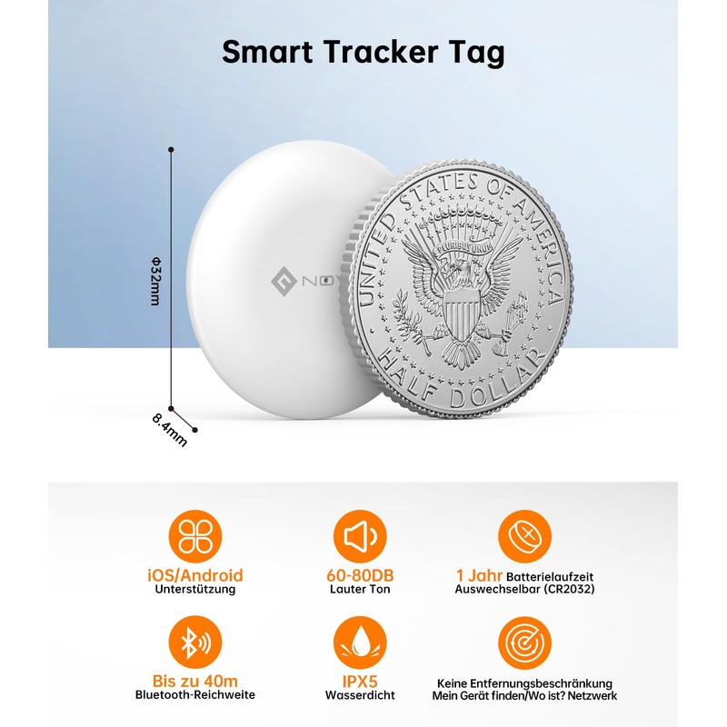 NOVOO Tracker Tag - 1 Pack Smart Tag Compatible with