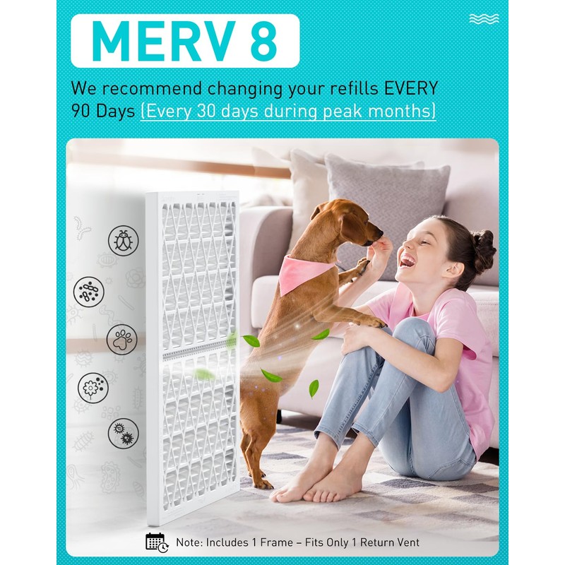 AErovivo 16x25x1 Refillable Air Filter Kit, MERV 8, 1 Reusable