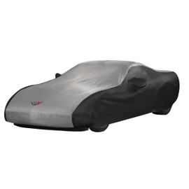 1997-2004 Corvette Intro-Tech Black Silver Car Cover with Logo