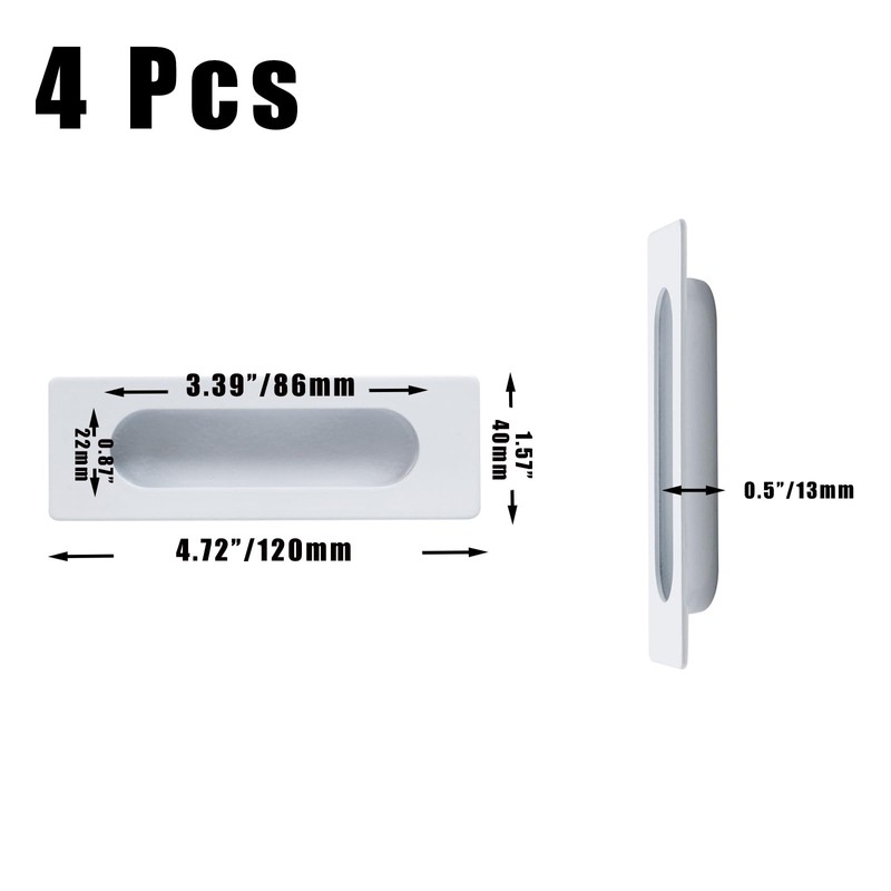 Crapyt 4 Pcs Pocket Door Handles, 4.72" Closet Door Finger