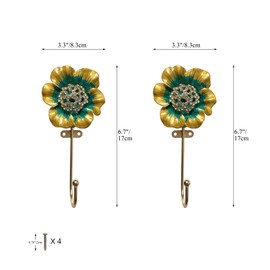 Tricune Vintage Flower Shaped Decorative Wall Hooks Rack Hangers for Hanging Clothes Coats Towels Keys Hats, 2 Pack Antique Metal Mounted Wall Hook