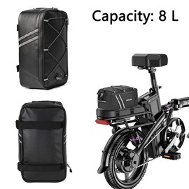 Bicycle Pannier Rack Bag, Bicycle Rear Bag with Reflective Strips and Waterproof Zip, for Bicycle Transport Items (8L)
