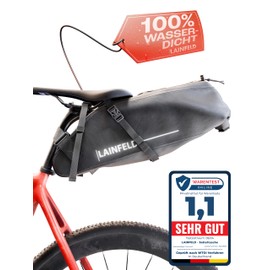 LAINFELD Bicycle Saddle Bag [10 Litres] | 100% Waterproof | Reflective Print - Bikepacking E-Bike MTB Gravel Bike Road Bike Saddle Bags