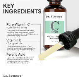 Vitamin C Serum for Face with 20 L-ascorbic Acid, Ferulic Acid, Vitamin E and Hyaluronic Acid