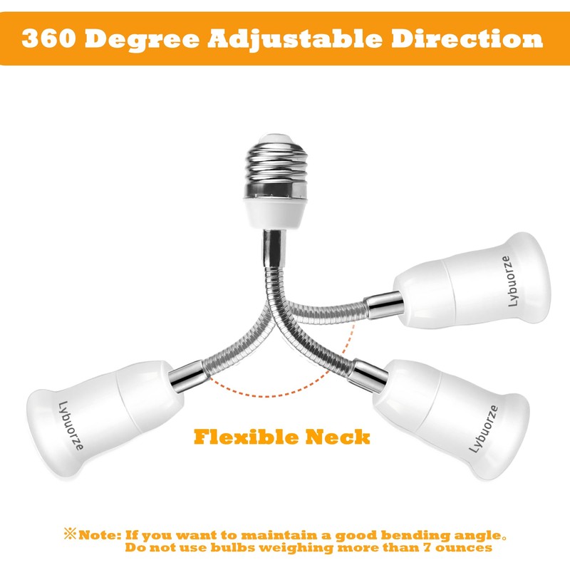 Lybuorze Light Bulb Extender Socket (2-Pack), 19 CM 7.5 Inch