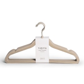 Vayra Home Velvet Hangers – from Kristy Sarah's Closet to You - Non-Slip Clothes Hangers for Closet Organization – Neutral Beige, Strong Hold, Matte Hook – Adult (Set of 10)