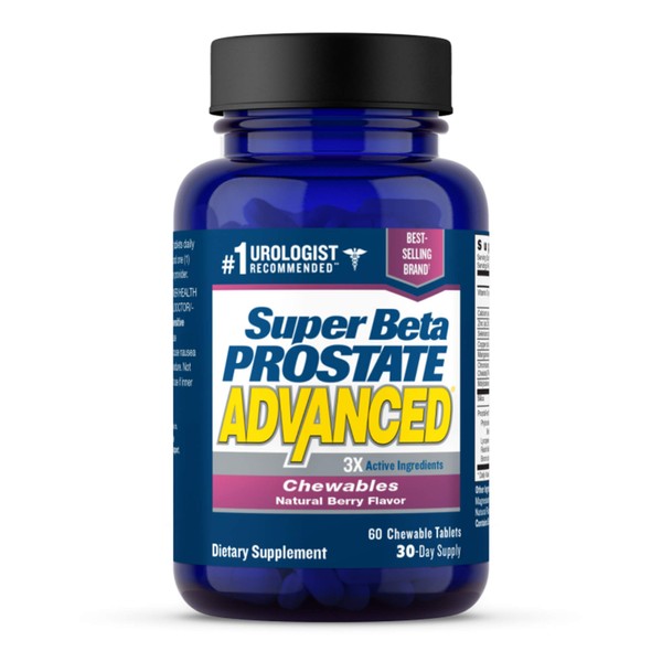Super Beta Prostate Advanced Chewables - Delicious, Urologist Recommended Prostate Supplement for Men – Reduce Bathroom Trips, Promote Sleep, Support Prostate Health (60 Chews, 1-Bottle)