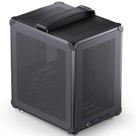 JONSBO C6-ITX Black Mini ITX Handled Mesh PC Case, Simple Compact Desktop Chassis, SP MB mini-ITX/Mini-DTX, ATX Power Bite (L140mm Max.), 170mm Tower Cooler,Tool-Free Open SFF Case, Black